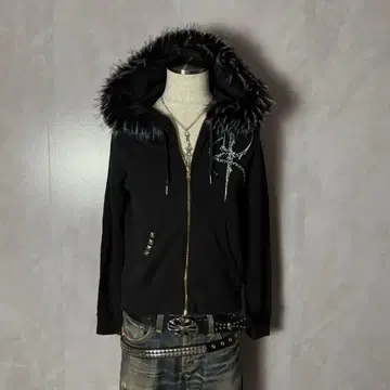 y2k 그런지 헤이세이 갸루 펑크 락 리메이크 십자가 스터드 퍼