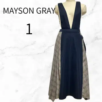 MAYSON GRAY 사이드 플리츠 네이비 체크 무늬 3WAY 원피스 S