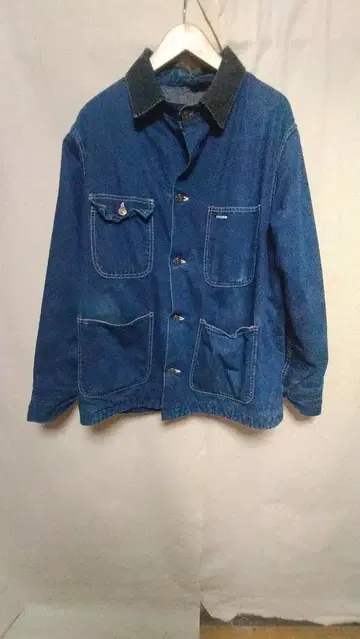 빈티지 70년대 ELY 엘리 안감 담요 부착 데님 커버올 파랑 정품 40