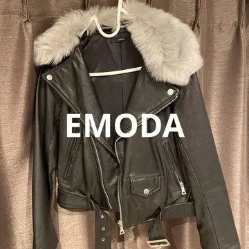 EMODA 에모다 퍼 달린 블랙 가죽 자켓