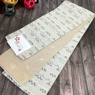 2518 귀여운 고양이 디자인 반폭 오비 리버서블 일본제 새상품