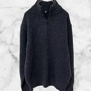 UNIQLO 수플레얀 하프 지퍼 스웨터 하이넥 S 차콜 그레이