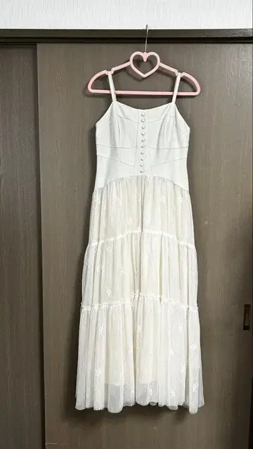 [ REDYAZEL ] 롱 시스루 원피스 화이트/크림색