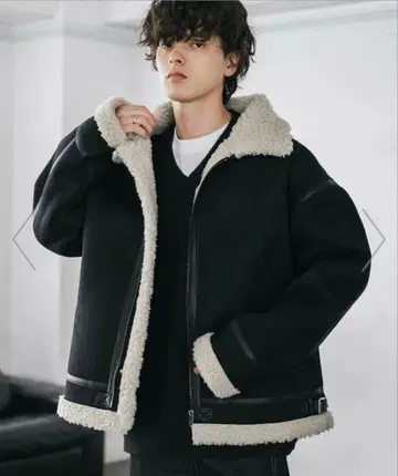 Rocky Monroe 오버 사이즈 B-3 페이크 무스탕 블루종