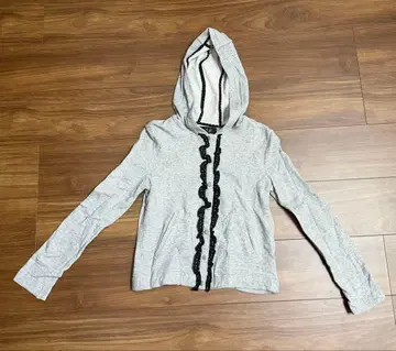 그레이 프릴 후드티