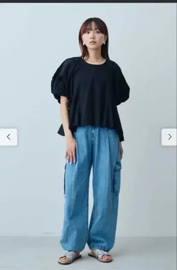 AAYUSHI 코튼 슬라브 퍼프 슬리브 블라우스