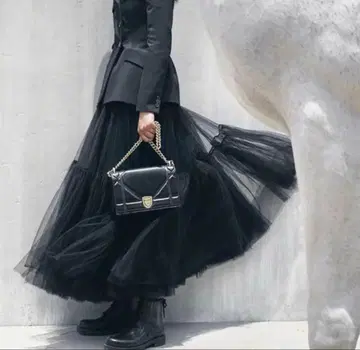 미사용 라쿠텐 인기 샤샤 스커트 롱 스커트 블랙