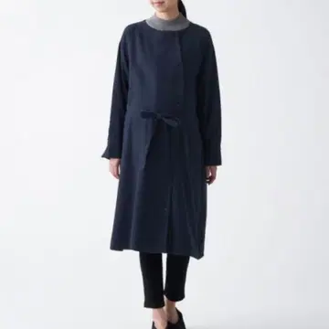 무인양품 겉옷으로도 입는 플란넬 노카라 원피스 마터니티