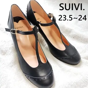 [ 24cm ] suivi.의 블랙 펌프스 일본제 천연 가죽 비즈니스
