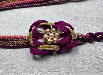 a-957 순수 실크 허리띠 후리소데 성인식 펄 조립 끈 장식 매듭