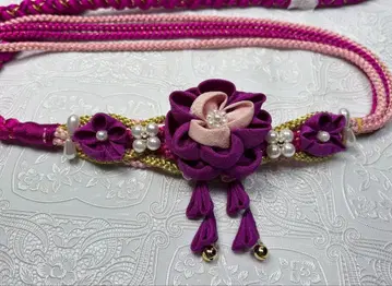 a-960 순수 실크 허리띠 후리소데 성인식 펄 츠마미세이카 꽃