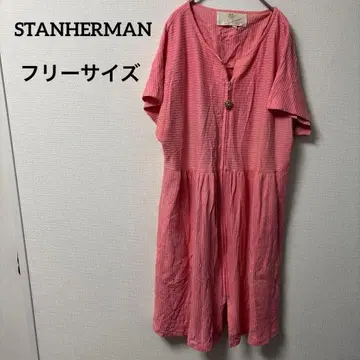 STANHERMAN 핑크 스트라이프 반팔 셔츠 원피스