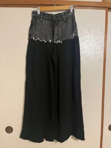 Ameri VINTAGE 데님 맨투맨 도킹 와이드 팬츠