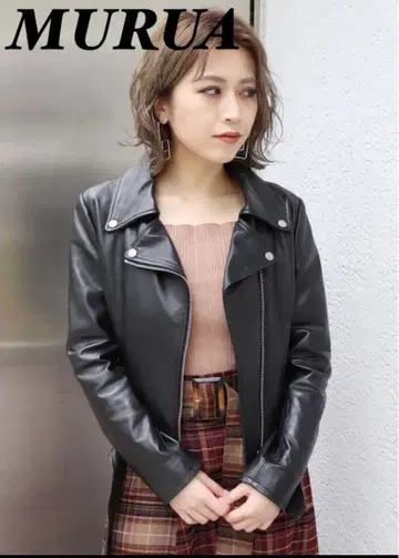 [ 양가죽 새상품급 ] MURUA 램 가죽 더블 라이더 자켓 무루아