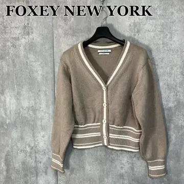 FOXEY NEW YORK 엔젤 헤어 코튼 로고 가디건