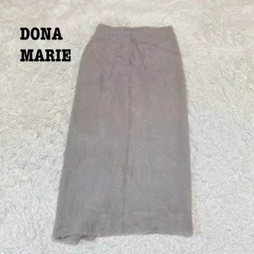 a2035 [도나마리] 니트 롱 스커트 타이트 허리밴딩 후와후와 F