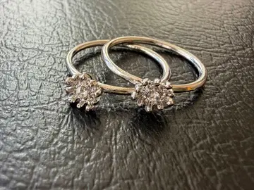 아쉬페 프랑스 실버 컬러 더블 밴딩 링 플라워 장식 9호