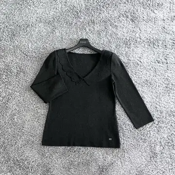 FOXEY NY 42 옷깃 니트 멜란지 다크 그레이 폭시