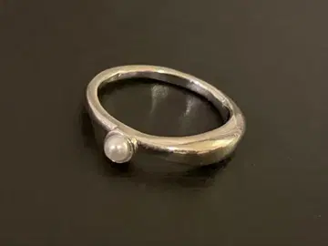아쉬페프랑스 실버 컬러 펄 장식 반지 심플한 디자인 9호