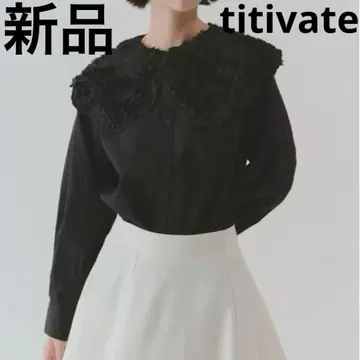 titivate 시어 프릴 카라 부착 셔츠 블라우스 블랙 새상품