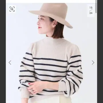 퍼프 슬리브 보더 니트