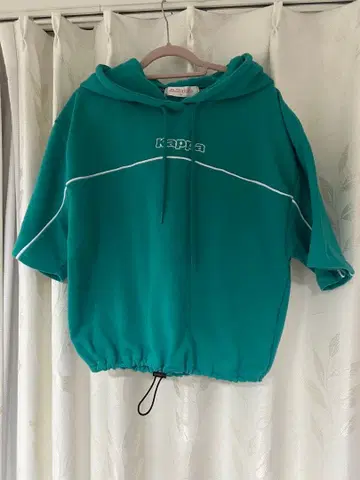 카파 터콰이즈 후드 부착 반팔 후드티 M 사이즈