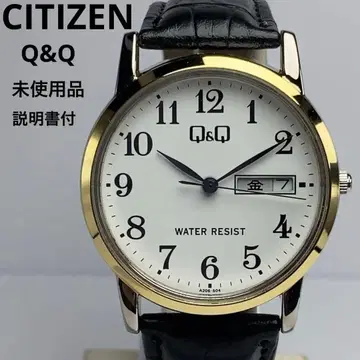 미사용 CITIZEN Q&Q 콤비 컬러 QZ 정품 가죽 벨트 설명서 포함