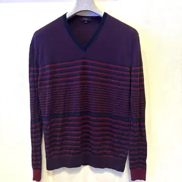 Paul Smith 울 100% V넥 스트라이프 스웨터 L 사이즈