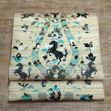 후쿠로 오비 말 편자 뛰는 말 금박 육통 재단 포함