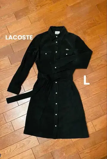 새상품급 라코스테 40 코듀로이 셔츠 원피스 악어 블랙 벨트 포함