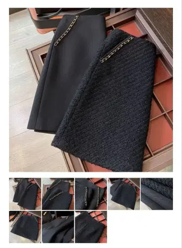 블랙 체인 장식 미니 스커트 M