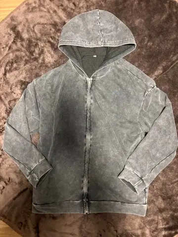 그레이 페이드 디자인 지퍼 후드티