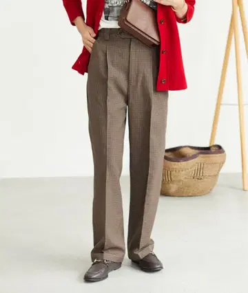 저널 스탠다드 리룸 체크 와이드 턱 팬츠