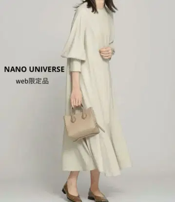 NANO UNIVERSE WEB 한정판 헴 플레어 롱 원피스 긴팔