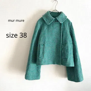 [ mur mure ] 더블 브레스트 자켓 그린 크롭 울 혼방