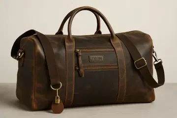 TIDING 천연 가죽 보스턴 백 대용량 빈티지풍