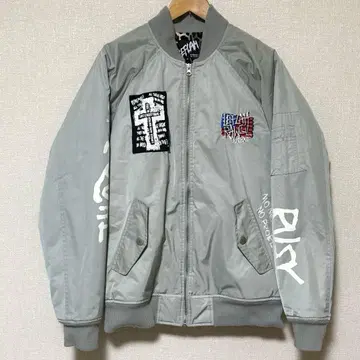 LEFLAH 실버 MA-1 밀리터리 자켓 XL 오버 사이즈