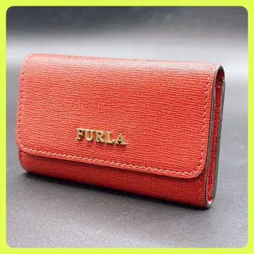 훌라 FURLA 레드 천연 가죽 6연 키케이스 골드 금장 장식
