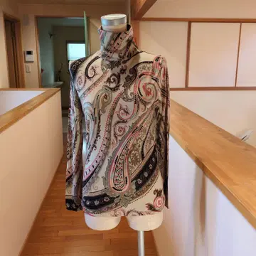 ETRO 페이즐리 무늬 터틀넥 캐시미어 실크