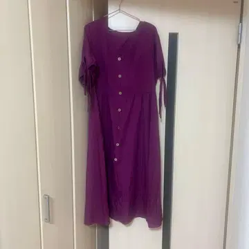 퍼플 롱 원피스 반팔