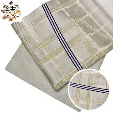 MO-3385 나고야 오비 츠즈레 직조 추상 무늬 금은사 교육용 실 미색