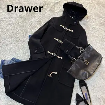 컨디션 최상*드로어 Drawer 더플 코트 롱 기장 울 블랙