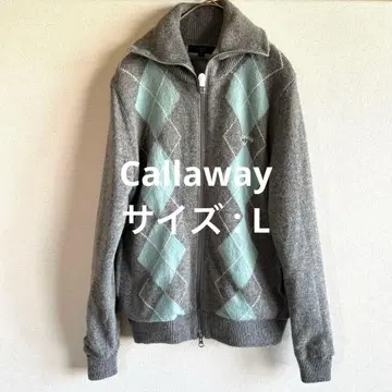 Callaway 골프 아가일 무늬 울 니트 자켓 L 사이즈