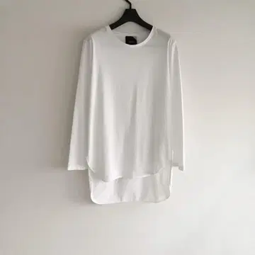 ATON 에이톤 라운드 헴 롱 슬리브 T셔츠 화이트 사이즈 2