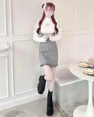 허니뮤우 HONEY MEW 타이트 하운드투스 체크 점프 스커트