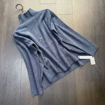 새상품 스콧 클럽 울 80% 하이넥 리브 니트 야마다야 다크 블루