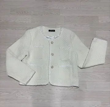 AMOUR 노카라 화이트 자켓