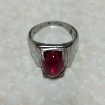실버 반지 빨간색석 오벌컷