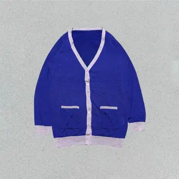 VINTAGE 가디건 y2k FREE 블루 V넥 리브 긴팔