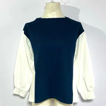 a.v.v 아베베 이소재 풀오버 S 다크 네이비 x 화이트 고급 캐주얼